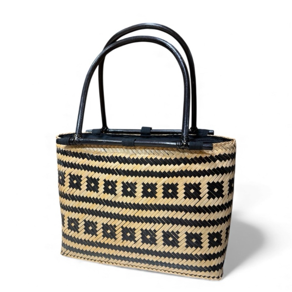 Sale‼️Tan and Black Woven Shoulder Bag-Handmade in the Philippines-GUC